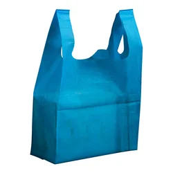2022 Hot Selling cheap price colorful eco-friendly non woven t-shirt bag supermarket w d cut carry-out bags