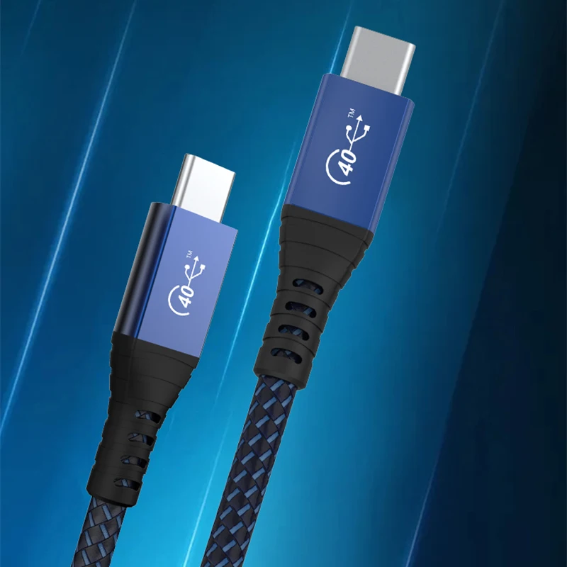 OEM ODM USB-IF CE Certified  Nylon Braid 100W Power Delivery Data Sync Cable 40Gbps 20V 5A Usb4 Fast Charging Cable