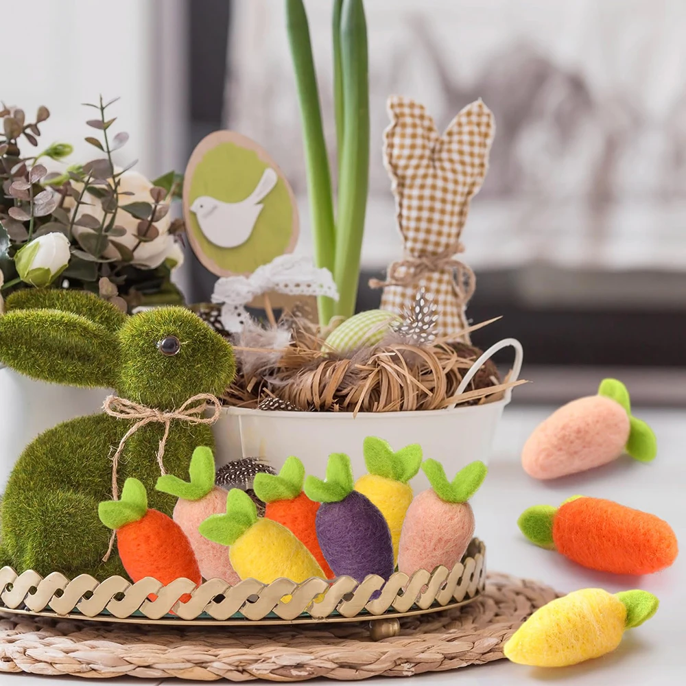 100% Eco-friendly Easter Hanging Ornament Party Home Decor Felt Carrots Wholesale Bulk Sale Wool Felt Handicraft