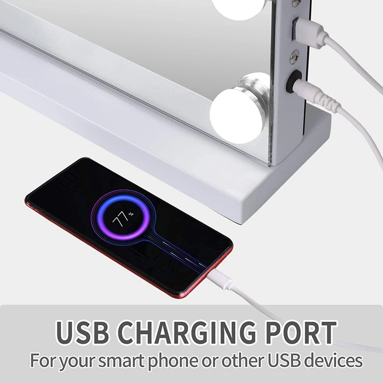 Frame Mirror 58x46cm With Light Mirror Cosmetic Tabletop Bluetooth Speaker Vanity Hollywood Makeup Mirror With LED