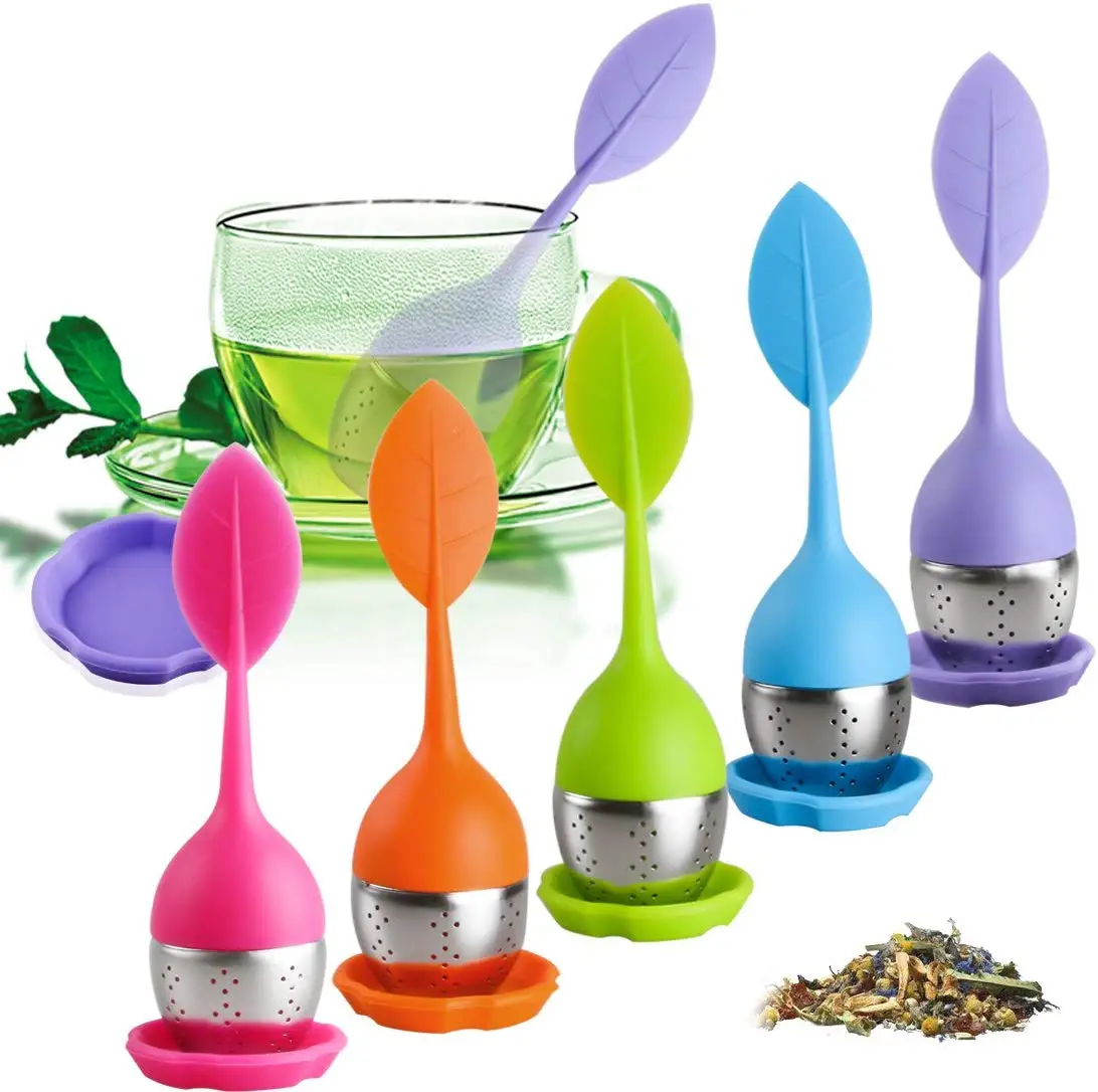 Reusable  Stainless Steel Loose Leaf Silicone Tea Infuser with Drip Tray