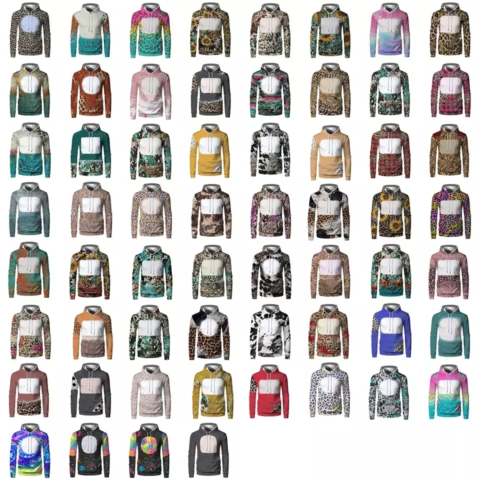 3D Printed oversized Sublimation Hoodies Blank Polyester kids adult Halloween Costumes Pullover crewneck Faux Bleach Sweatshirts