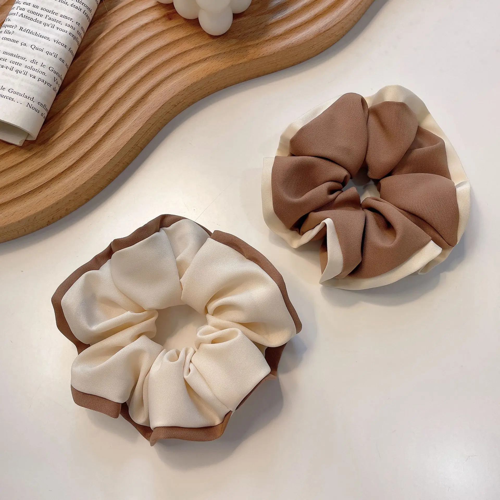 Korean style coffee color edging large intestine ring hair hoop cute girl pony tail holder scrunchies accessories