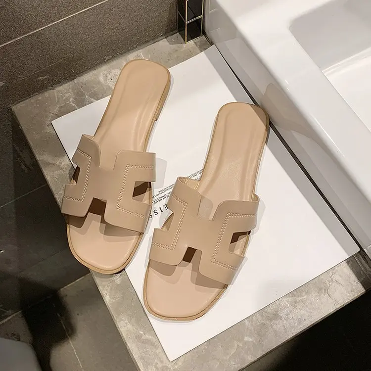 2022 open toe designer famous big brand flat women backless slipper sandals