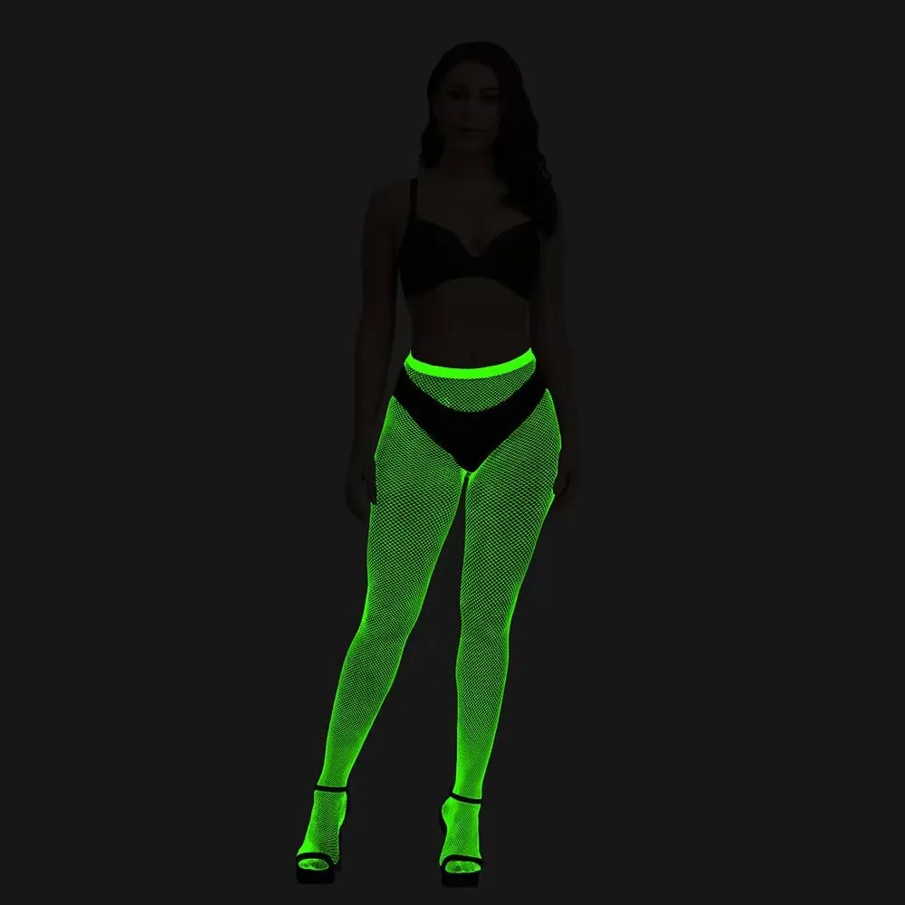 New Glow In The Dark Net Socks Sexy Party Luminous Fishnet Pantyhose Women Stocking Tights