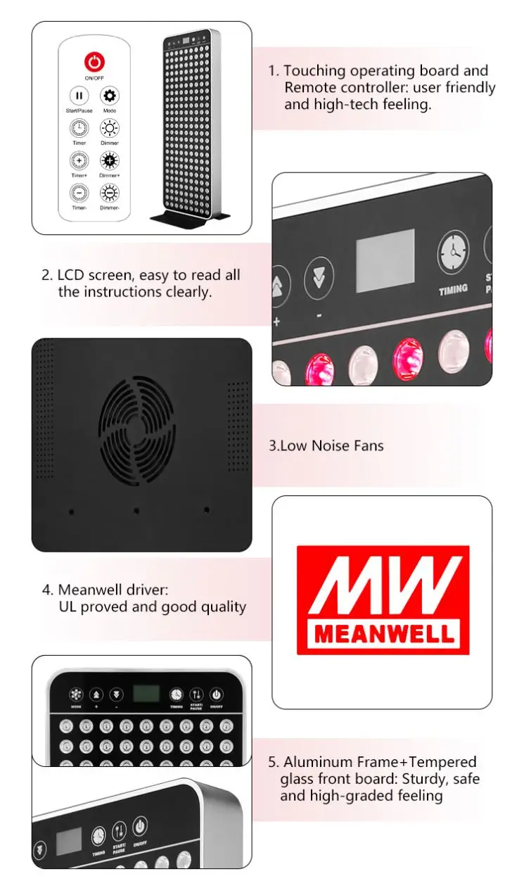 1500w 2000W 3000W stand base full body 660nm 850nm led muscle body recovery red light therapy panel