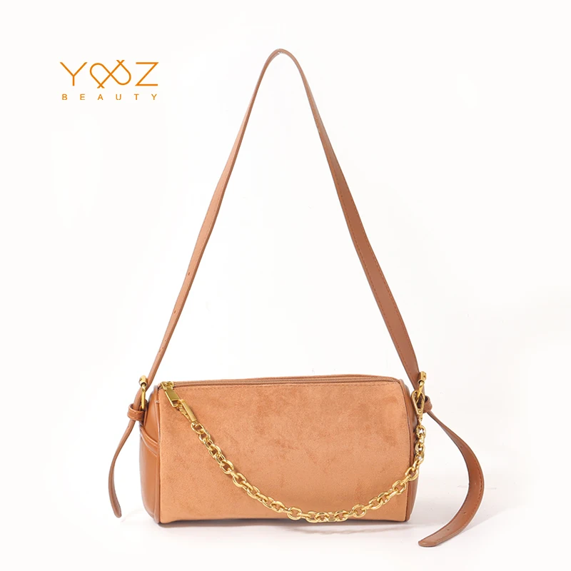 Factory price commuting Simple style Ladies underarm bag women Fashion Round shape suede leather shoulder handbag