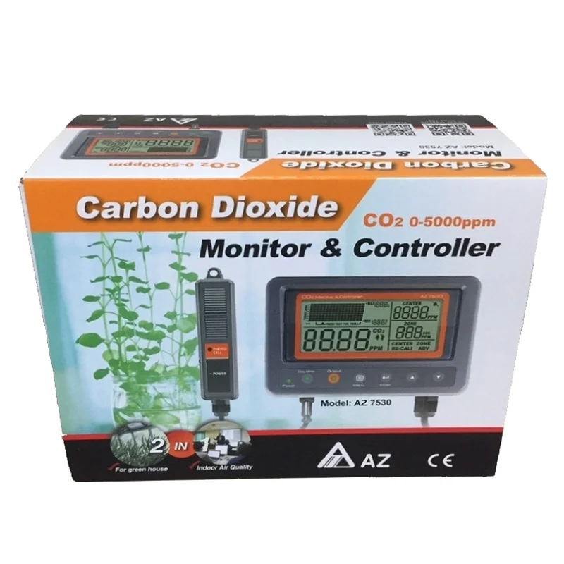 AZ7530 Handheld CO2 Detector  CO2 Monitor External Carbon Dioxide Tester with Relay CO2 Range 0~5000 ppm