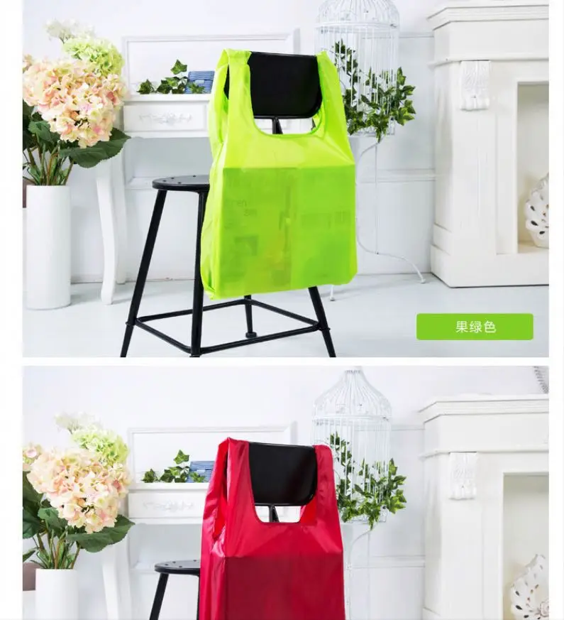 Customized logo waterproof polyester shopping bag portable eco-friendly reusable bag for large storage