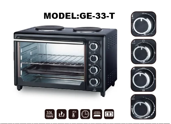 33L electric convection countertop toaster oven digital oven toaster Baking Grill Toaster with two Hot Plate for sale