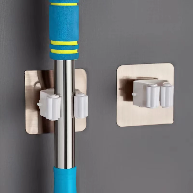 Wholesale Seamless Plastic Mop Clip Hook Holder Strong Non-Perforated Wall Hanger with Single Tier Dinnerware Type