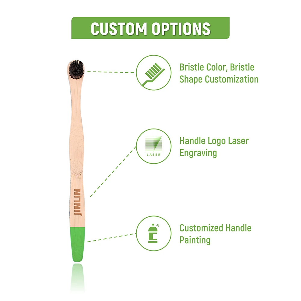Charcoal tooth brush heads eco friendly toothbrush Biodegradable OEM child toothbrush round bamboo custom logo
