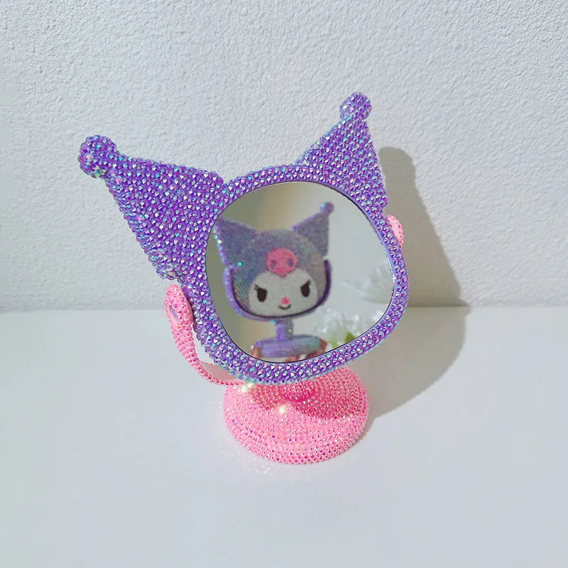 Souvenirs Gift Luxury Artist Cosmetic Crystal Diamond Dormitory Table Bling KT Makeup Mirror for Girls Gift