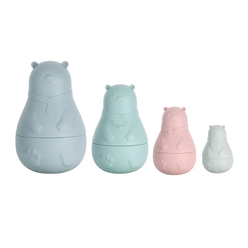 Babe Nesting Dolls Made of Silicone Matryoshka Russian Dolls Bear Handmade for Christmas Holiday Souvenir for Babies