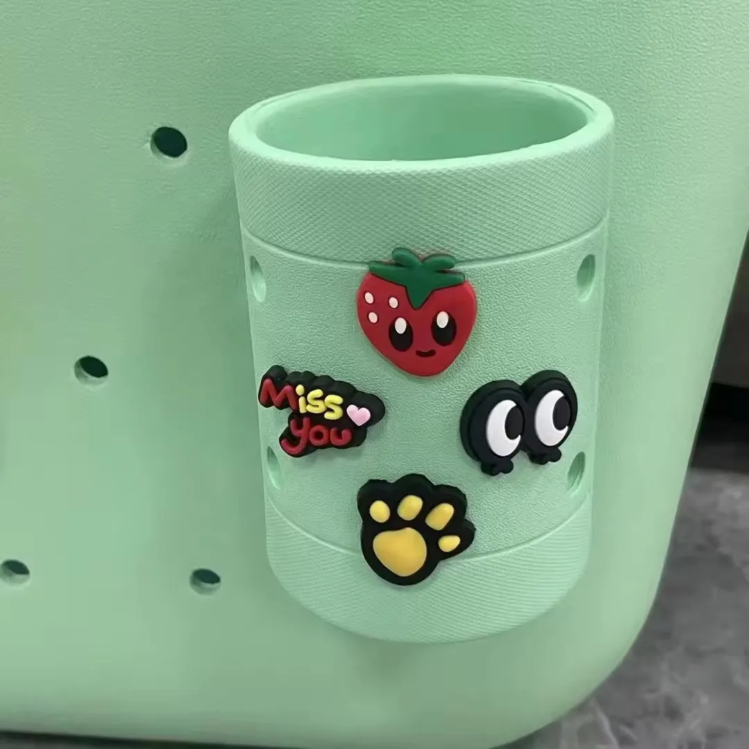 Customized Design Color Round Cup Holder Eva Beer Coke Can Cooler Storage  Tote Bag Silicone EVA Beach Accessories