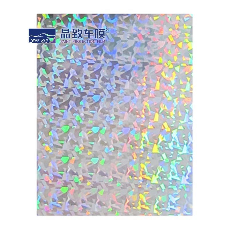 Серебряный кубический узор самоклеящаяся голографическая проекционная виниловая пленка в рулонах с бесплатными образцами