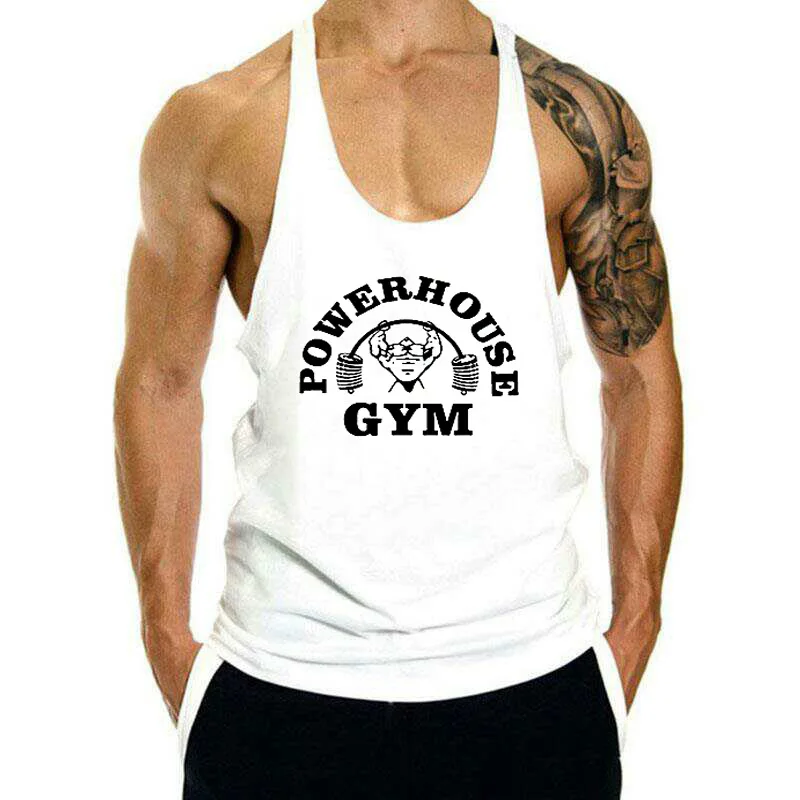 Muscle Alive Mens Bodybuilding Stringer Tank Tops Cotton Racerback Arch Hem