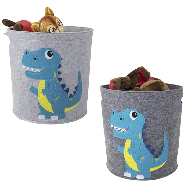 Felt Fabric Laundry Animal Print Storage Baskets Gift Basket Drawer Organizer Hand Knitting Round Felt Basket
