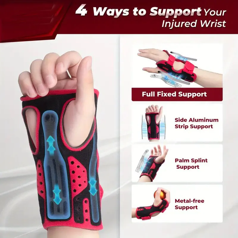 Wrist Support Brace- Fits Both Hands  3 Adjustable Aluminum Wrist Support Splint Left And Right Hand Wrist Brace