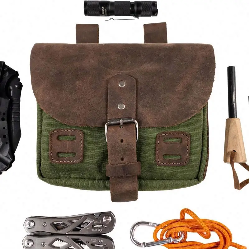 Free Sample Survival Camping Pouch, Belt Loop, Rustic and Handy Tool Bag, Weather Resistant Outdoor Accessories, Traveling