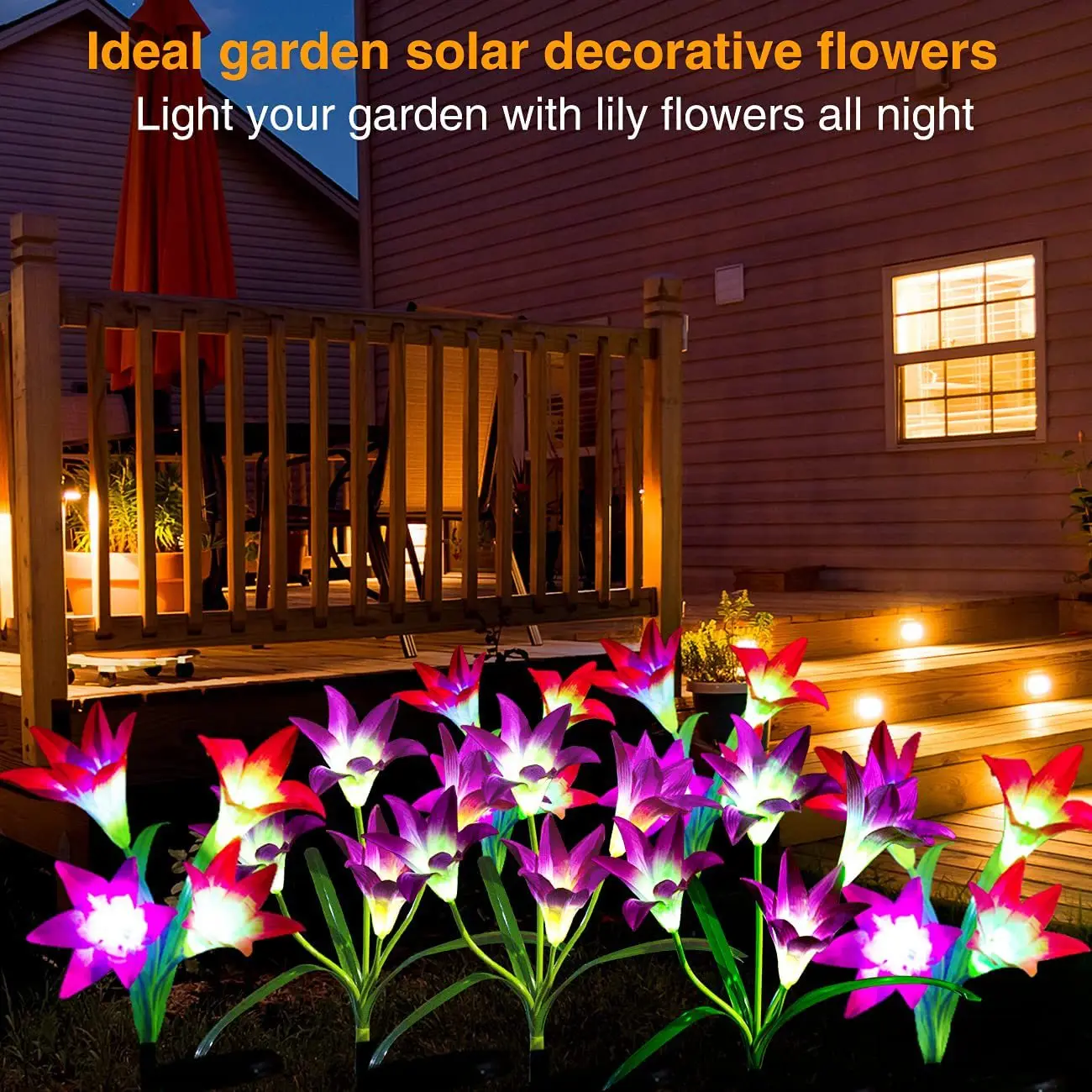 LED outdoor landscape garden lawn light solar lily simulation flower light