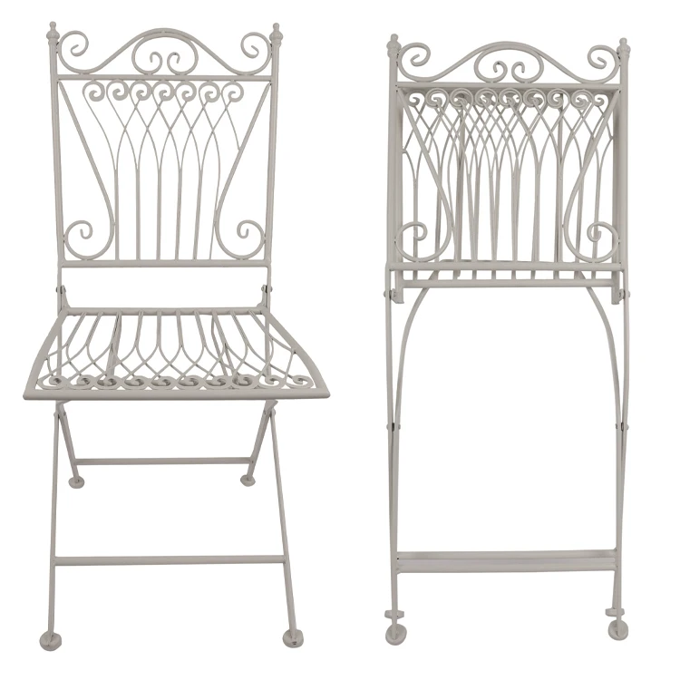 Outdoor garden Bistro Cafe Vintage Square Metal Wrought Iron Folding Dining chairs