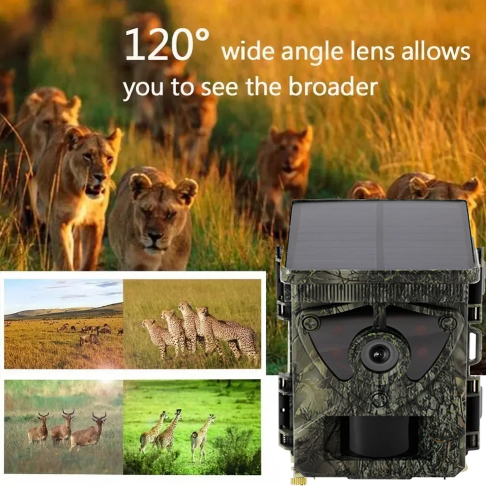 Newly 4K video Integrated solar power supply 8MP CMOS wifi APP control outdoor wildlife wifi trail night vision camera for hunt
