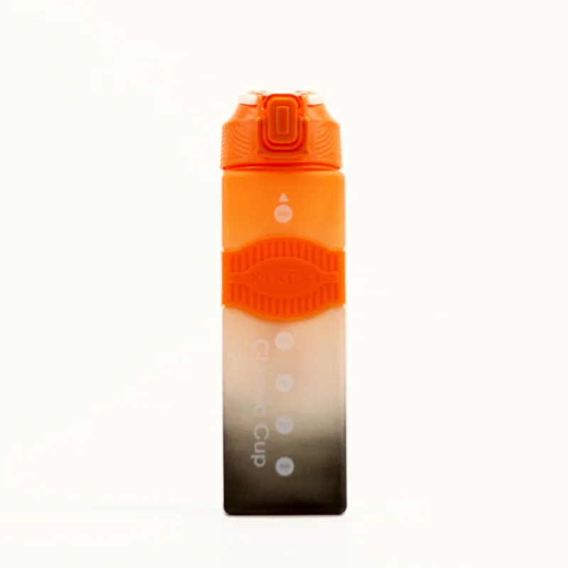 1000ML 1L 32oz square Plastic Tritan Motivational Fitness Gradient Color Sports Gym Drinking Water Bottle with time marker straw