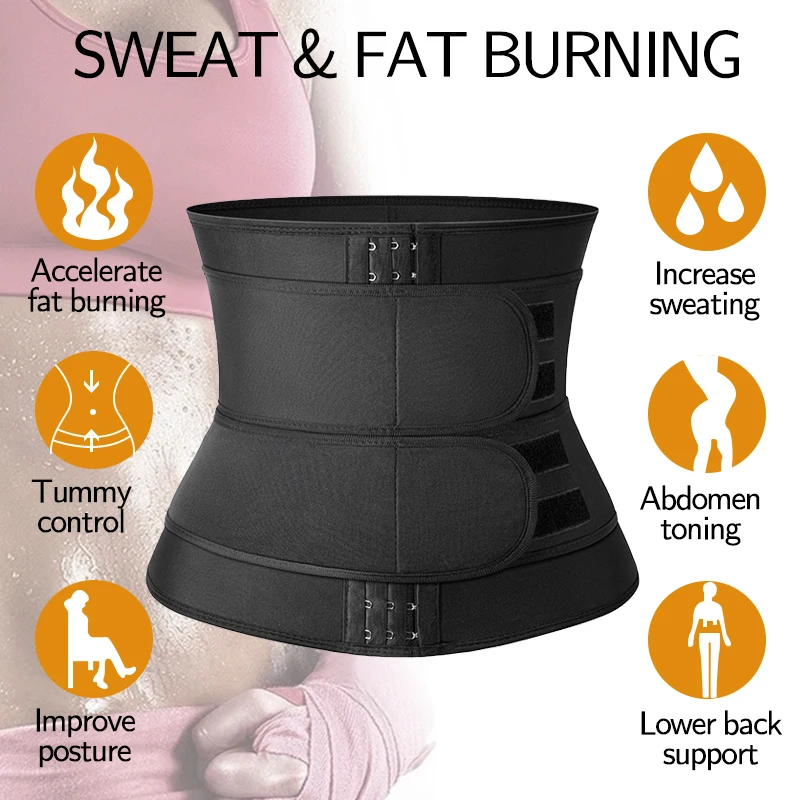 
New Adjustable Hooks Women Fat Tummy Control Shaper Workout Fat Burning Compression Belt Latex Waist Trainer 