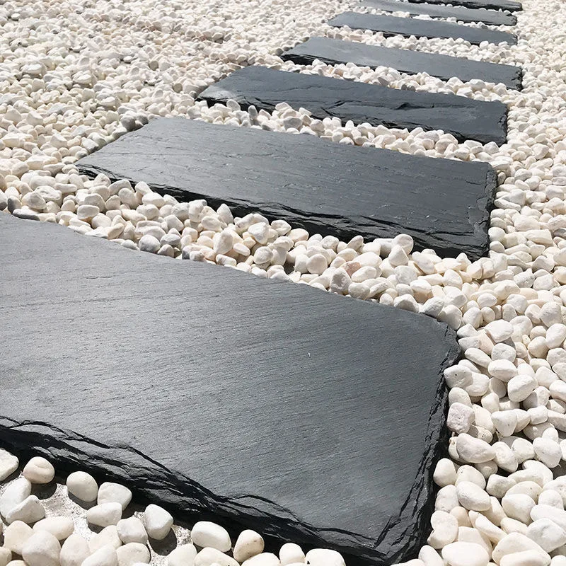 Natural grey stone square green lawn decoration SLATE non slip stepping stone