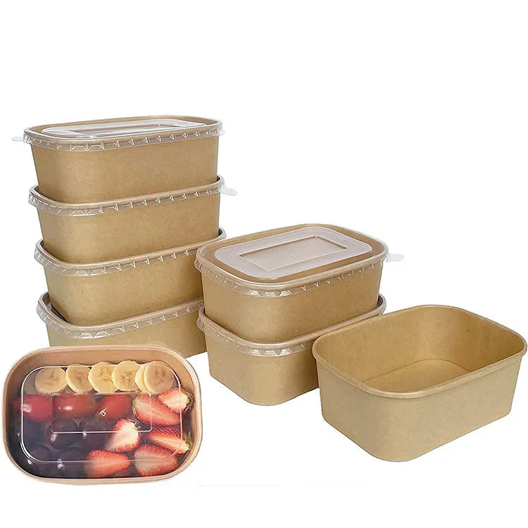 Custom disposable container take away lunch packing paper box for fast food grade paper packaging box container