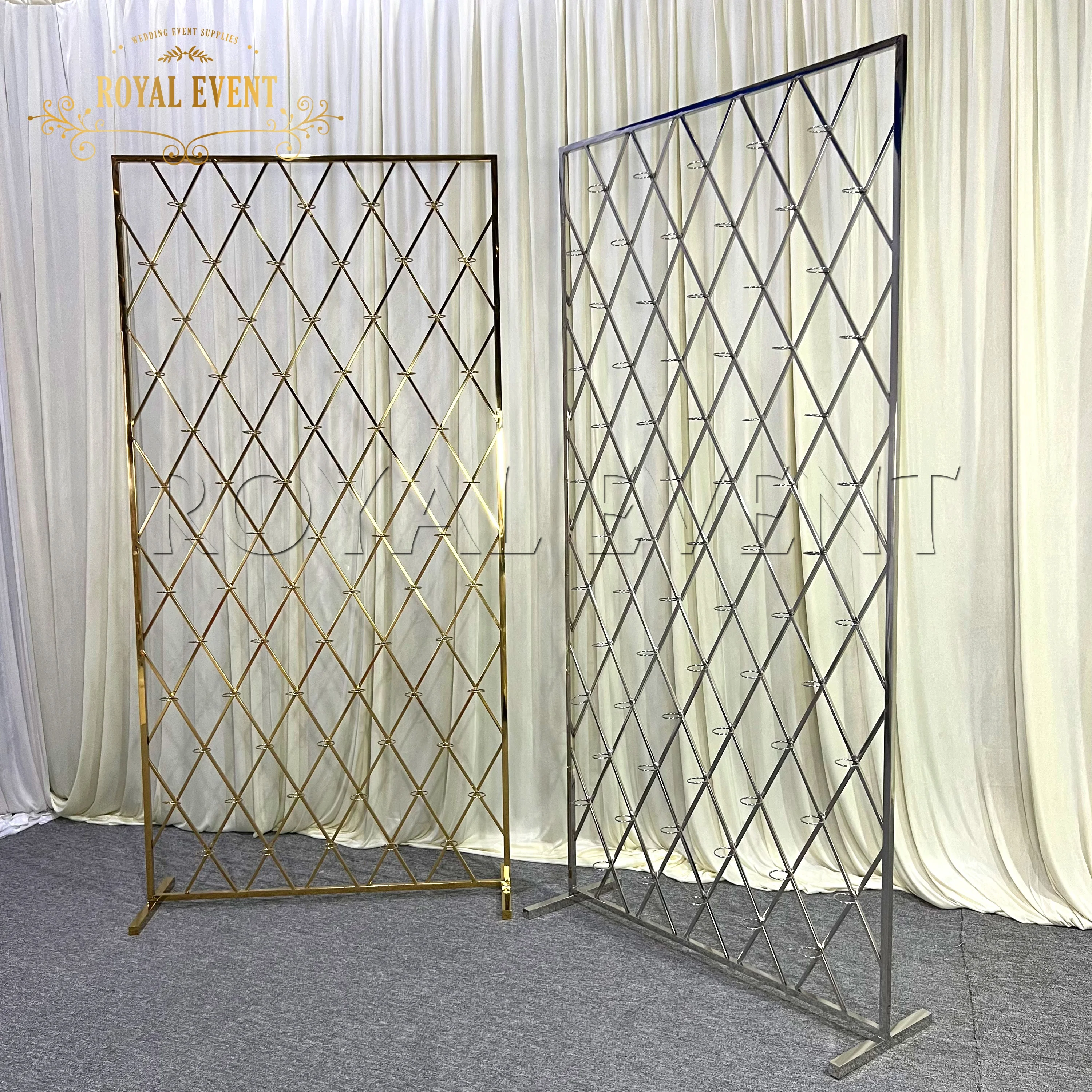 Wedding Stage Decoration Backdrop Gold Stainless Steel Candle Wall Backdrop For Party Event Supplies