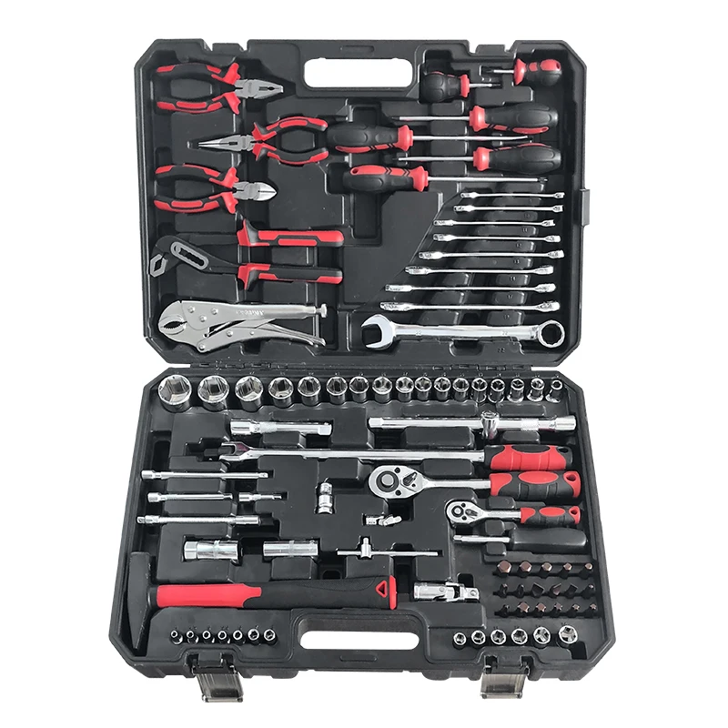  150 Piece 1/2 3/8 1/4 Inch Drive Flexible Head Rotator Ratchet Handle Wrench Socket Set With Mechanical