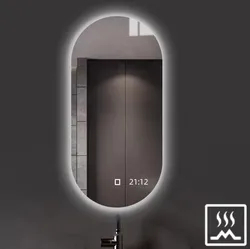 custom Oval Dimmable Anti-Fog Mirror with Lights IP44 Waterproof Shatterproof Bathroom Mirror With Clock Time