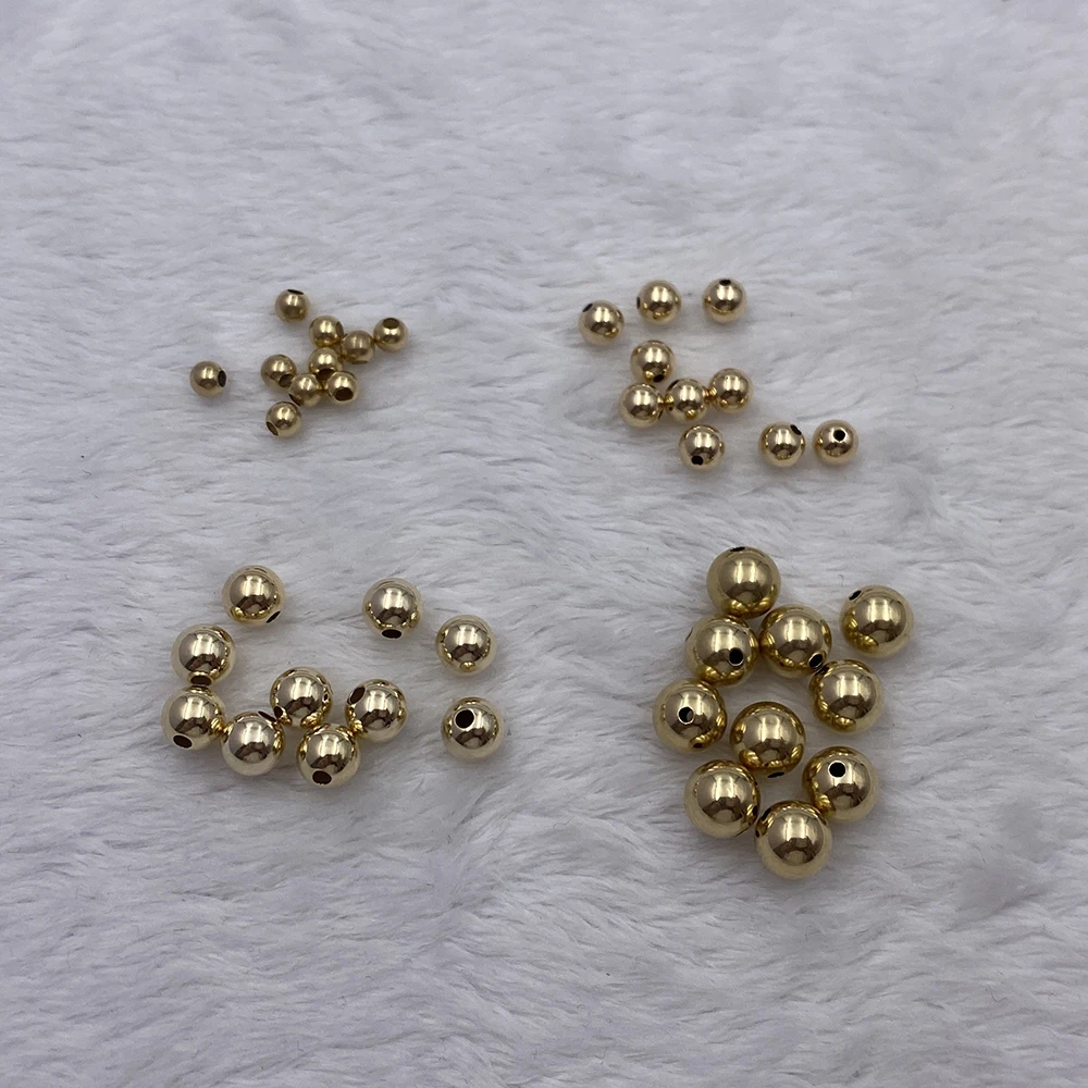 Pure Au585 14k Gold Polish Beads Fine Jewelry Findings Spacer Necklace Earring Ring Bracelet Anklect DIY Accessories