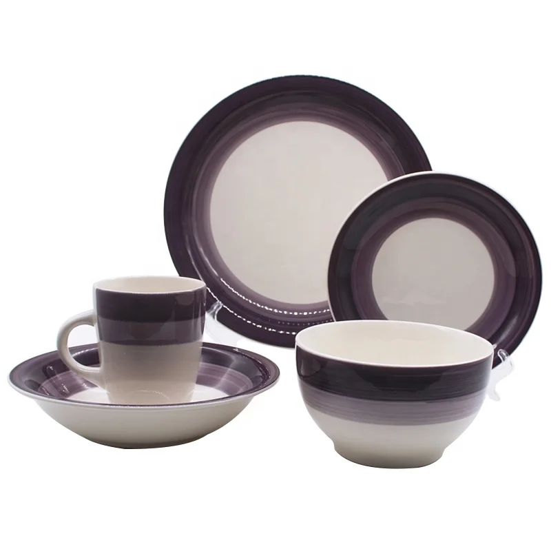 16pcs home purple breakfast dinner bowl plate mug fine porcelain ceramic dinnerware tableware sets