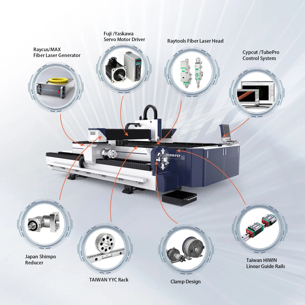 3015 6kw Metal Sheet and Tube Integrated Fiber Laser Cutting Machine for 10 mm Plate Sheet and Tube Stainless Steel