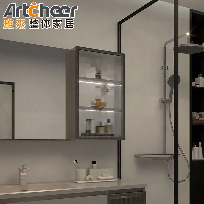 Cabinet vanities with ceramic basin and mirror modern mdf design