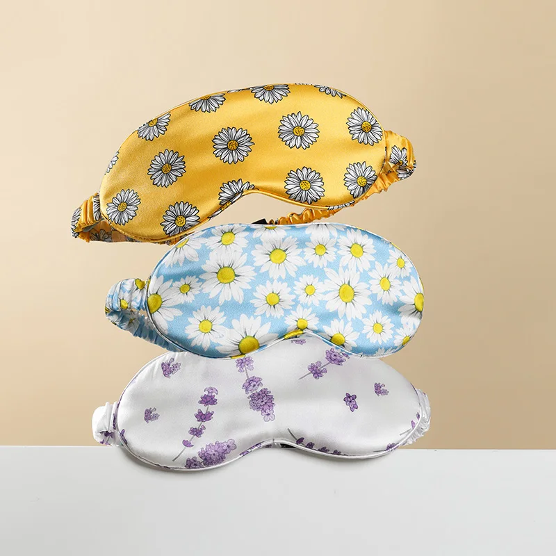 16/19/22/25 Momme натуральный частная марка напечатанная Eyemask шелка с регулируемым ремешком окантовкой края маска для