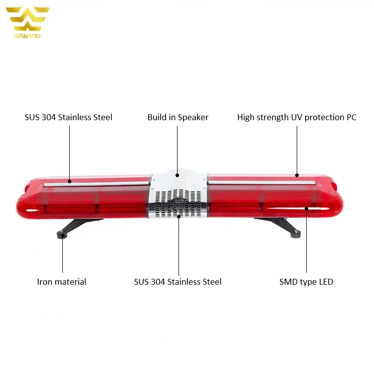 DC12V 120watts revolving smd led police light bar red blue lightbar with alarm speaker
