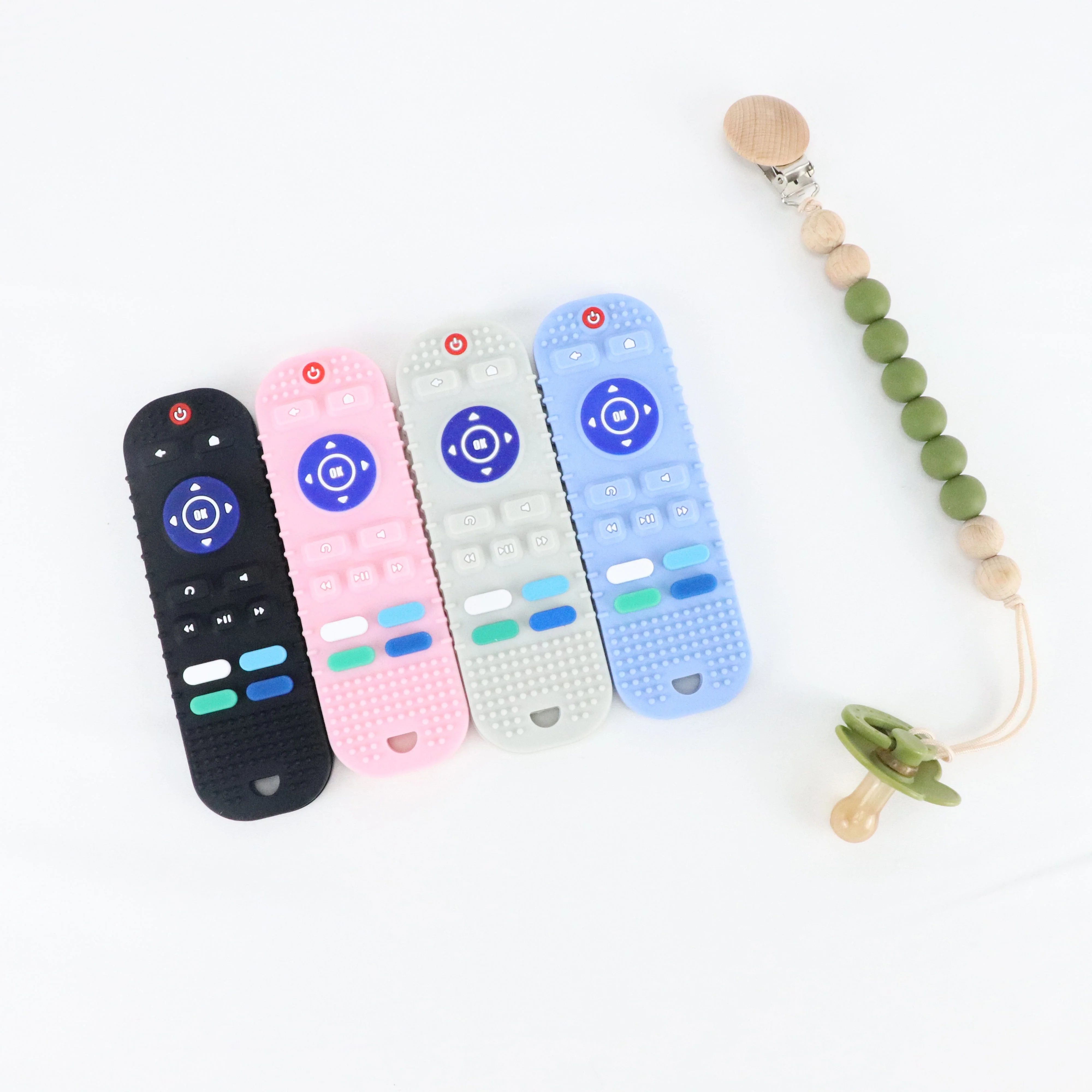 Hot Selling Wholesale Remote Control Shape Silicone Soft-Textured Baby Teether Toys