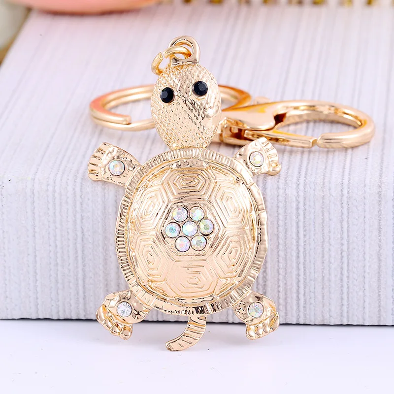 New innovative product tortoise shaped keychain cartoon animal diamonds  keychain