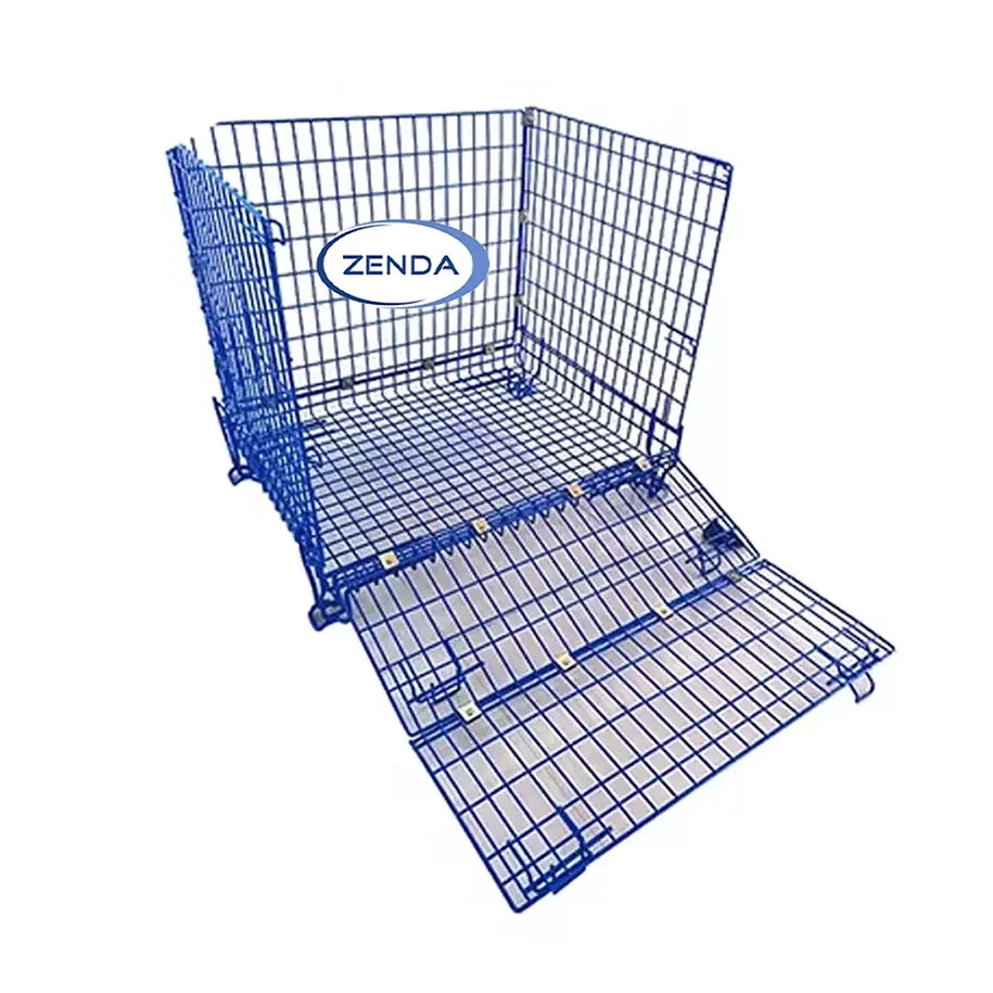 Capacity 500KG Warehouse Storage Foldable Stacking Cage Pallets Wire Mesh Container