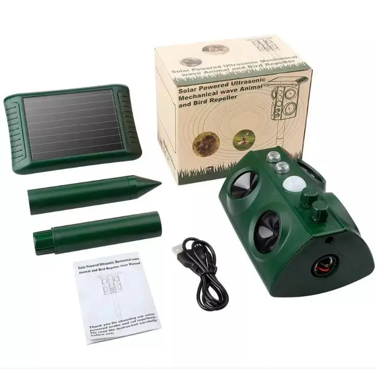 
Pest Repeller Solar Ultraon Dog Bird Cat Raccoon Repel PIR Motion Activated Ultrasonic Animal Quality Outdoor Rechargeable DC 5V 