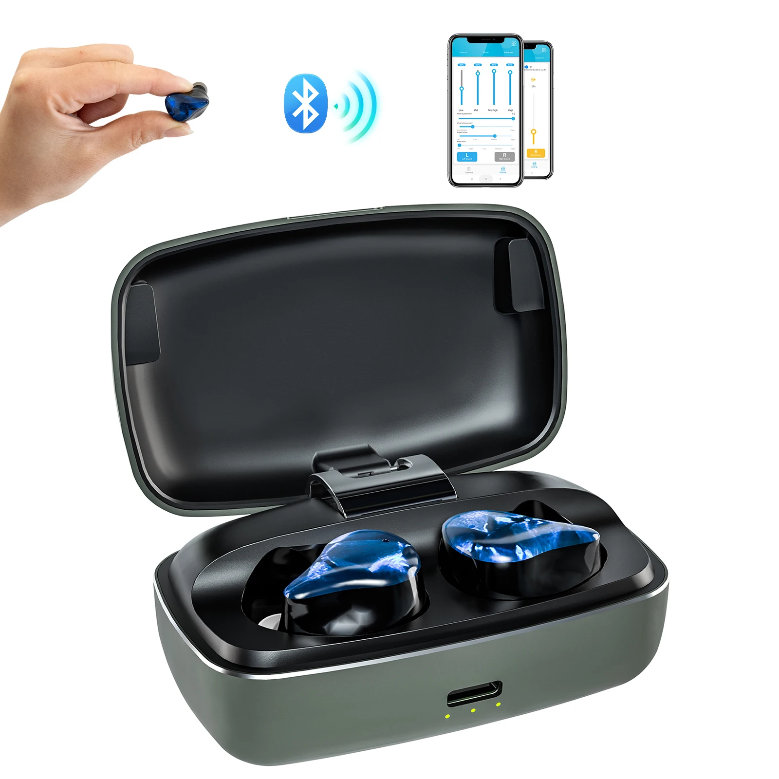 Programmable Digital 16 Channel Best Hearing Aids Bluetooth Rechargeable Hearing Device For Mild To Moderate Hearing Loss