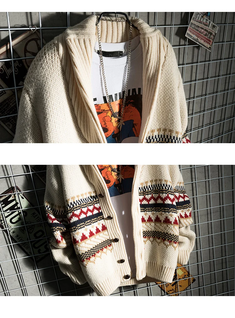 Мужские свитера с длинным рукавом и вышивкой, жаккардовые трикотажные кардиганы для мужчин