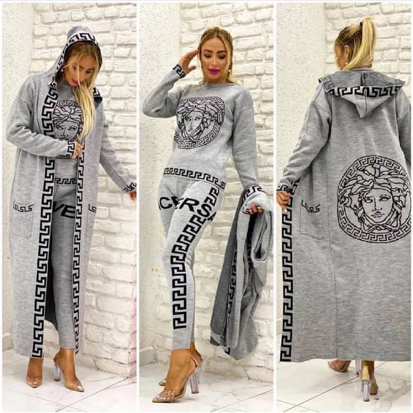 2021 Winter Track Suit for Women Fashion Solid Color Three Piece Set Ladies Suits Womens Suits