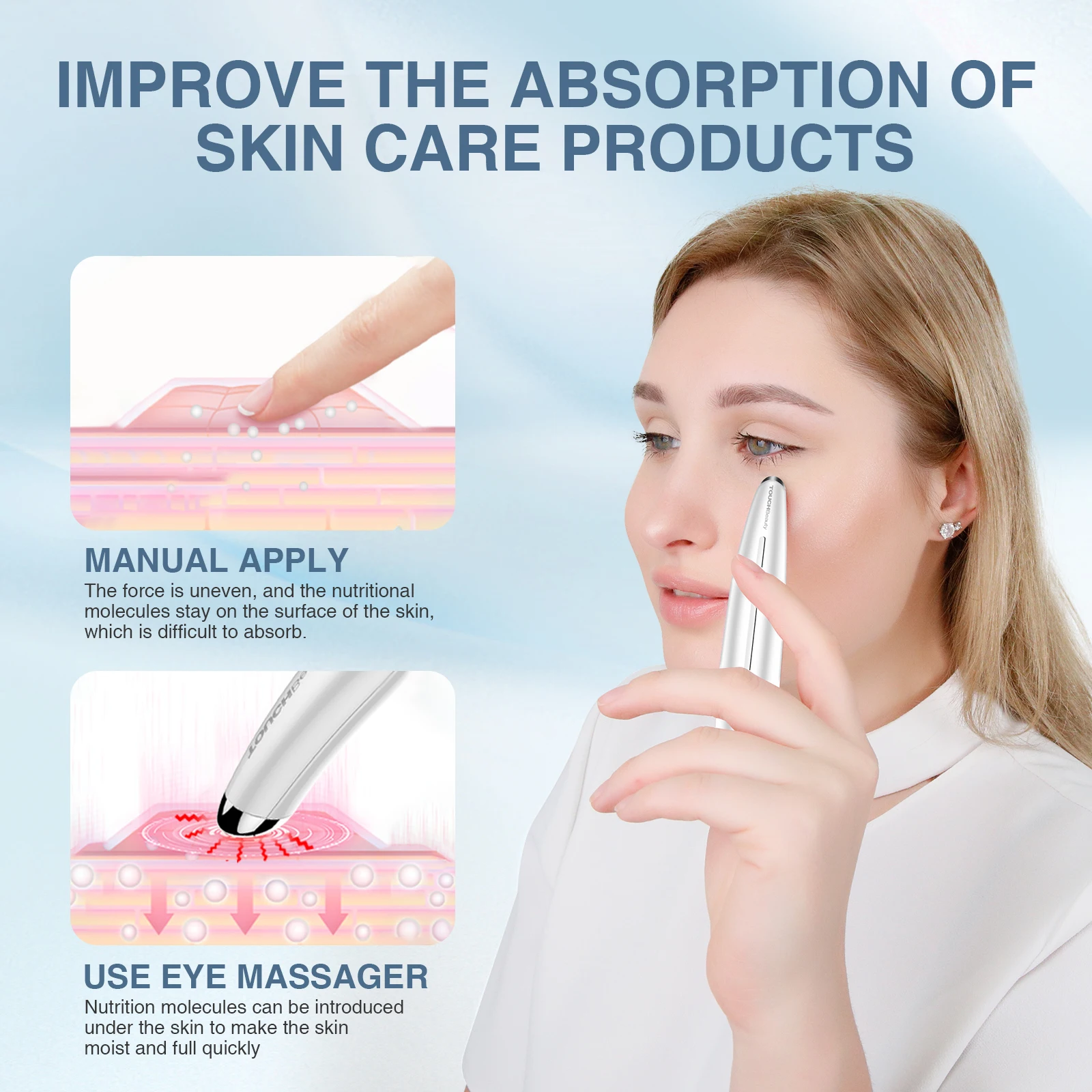 Ультразвуковой массажер для глаз TOUCHBEAUTY крем-усилитель Уход за губами мини-устройство красоты с теплым лечением ежедневный уход лицом
