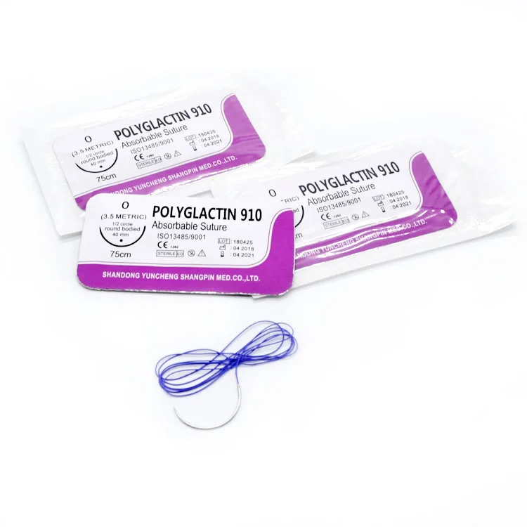 Одноразовый медицинский полиглактин 910 абсорбируемый хирургический шов с иглами