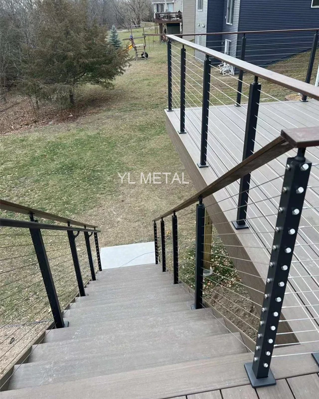YL High Quality Balustrade Top Mounted Outdoor Balcony Handrail Deck Fence Terrace Wire Rope Post Cable Railing